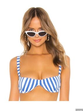 NWT Onia x WeWoreWhat Swim Sorrento Top Cabana Stripe Blue XS